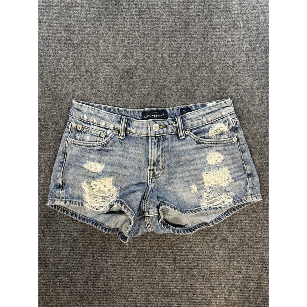 Lucky Brand Shorts Womens 0/25 Blue Denim Distressed Cut Off 5 Pocket Casual